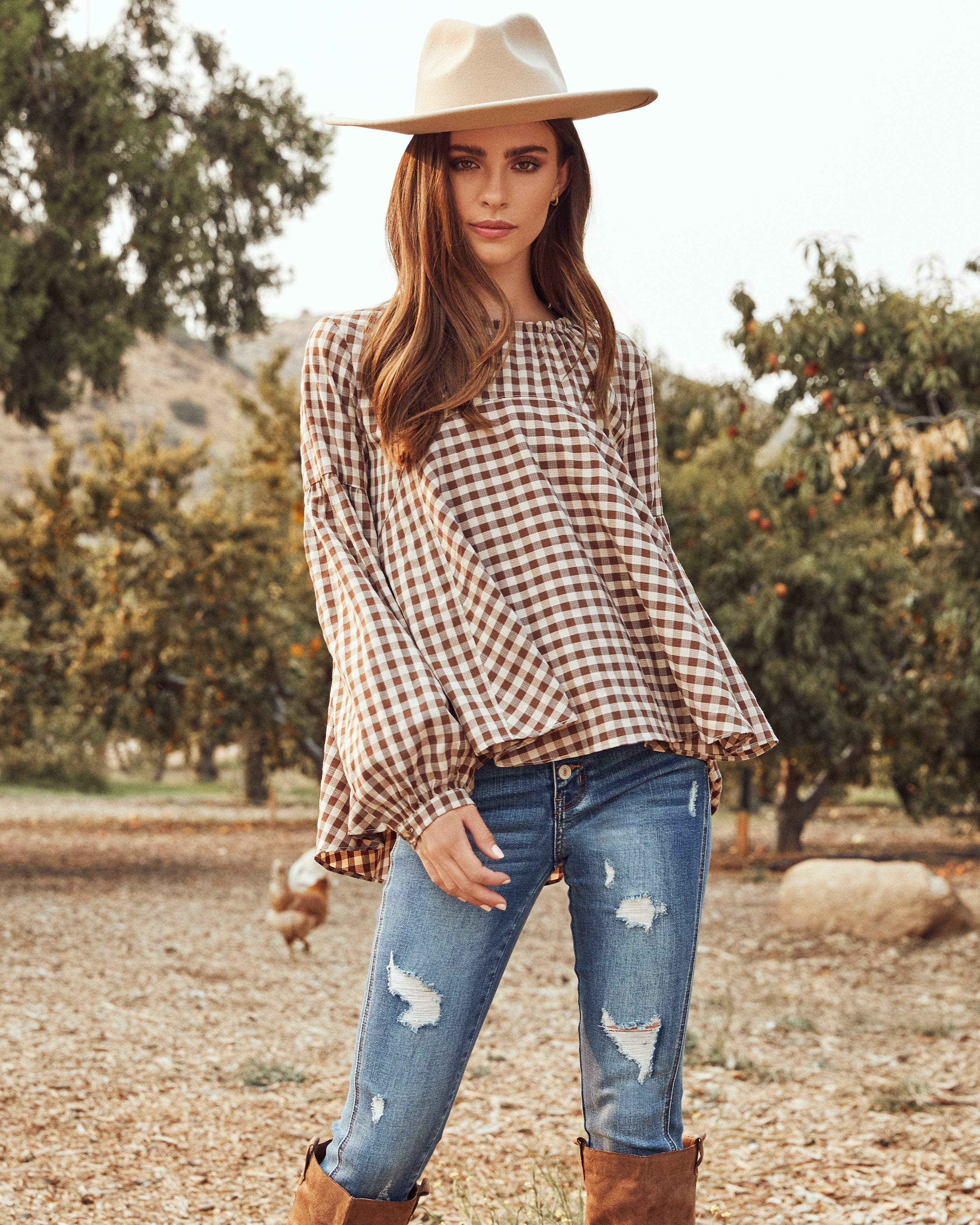 Tensey Checkered Babydoll Blouse - FINAL SALE