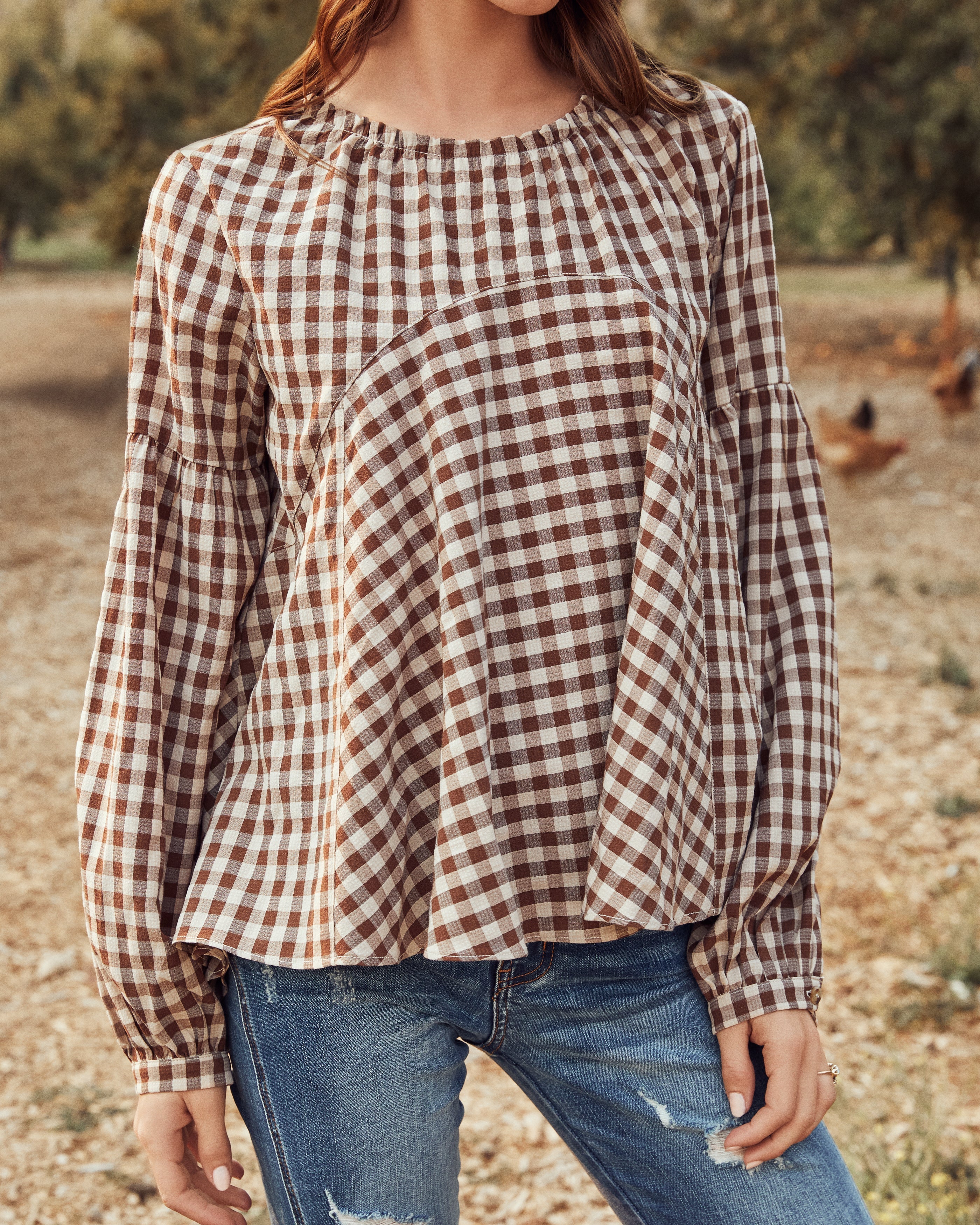 Tensey Checkered Babydoll Blouse - FINAL SALE