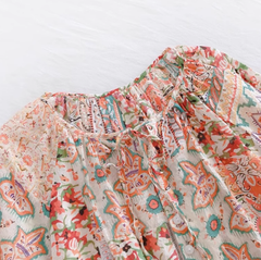 Floral V-Neck Babydoll Blouse