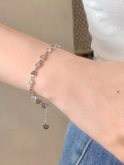 Rhinestone Heart Charm Bracelet