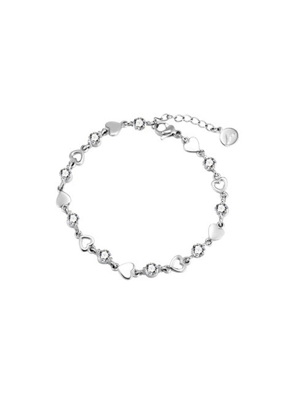 Rhinestone Heart Charm Bracelet