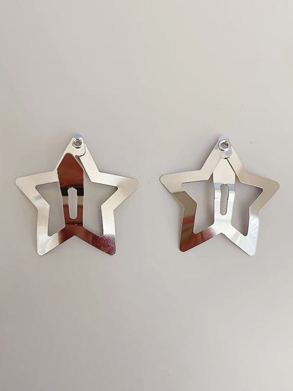 Silver Hollow Out Star Hair Clip