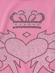 Rhinestone Winged Heart Ribbed Cropped Tank Top