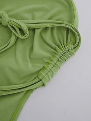 Tie Back Green Bandeau Top