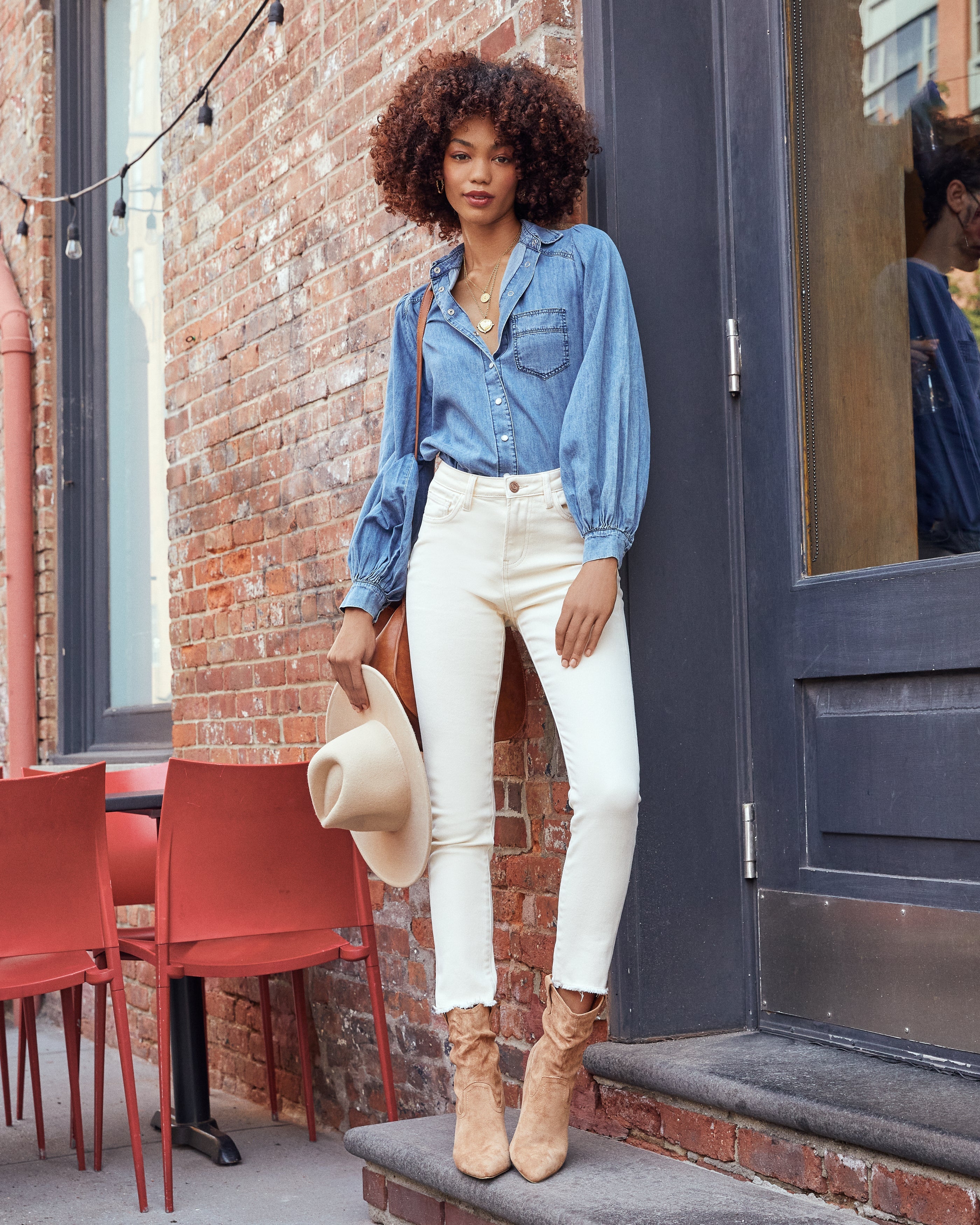 Murray Cotton Chambray Button Down Top