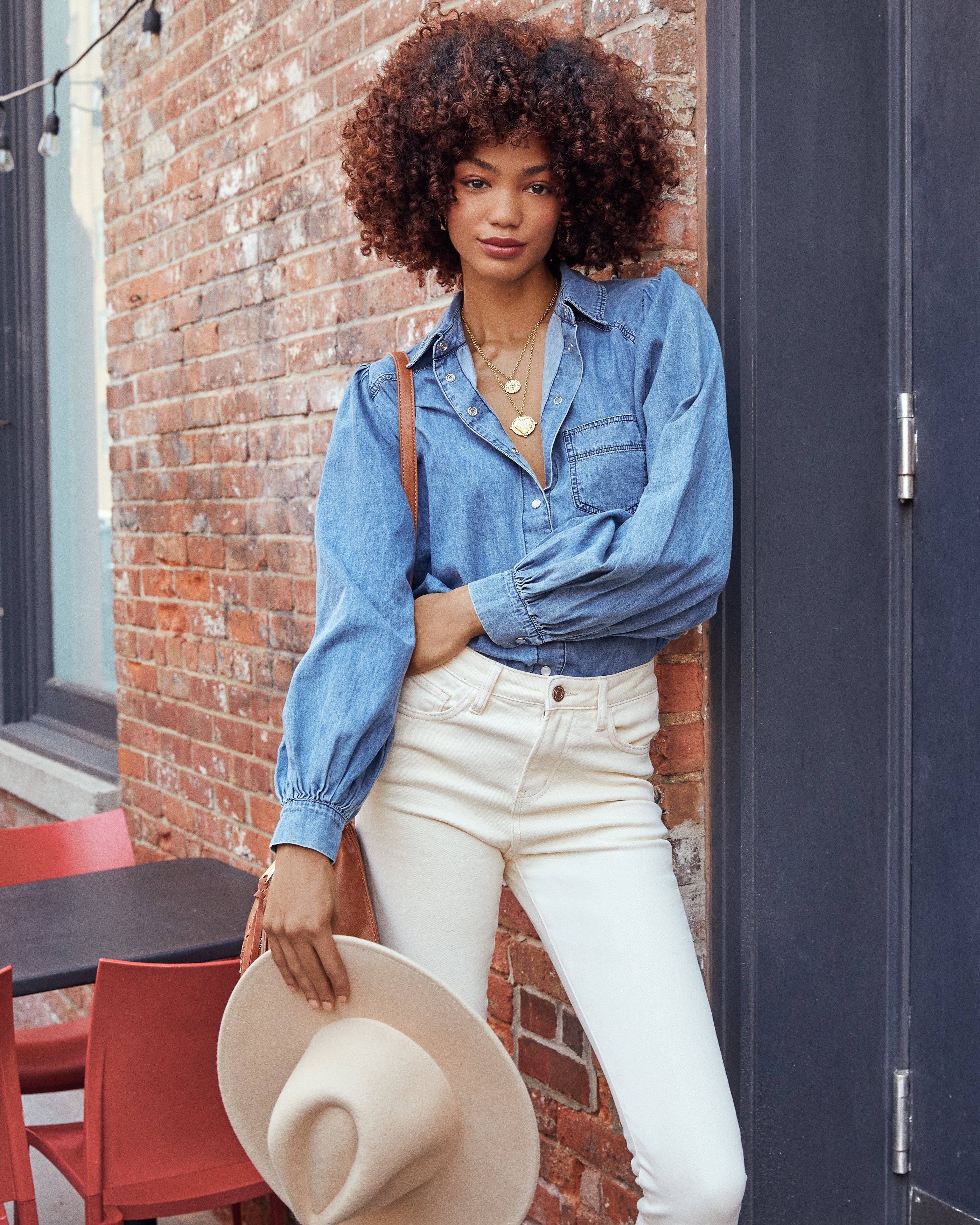 Murray Cotton Chambray Button Down Top