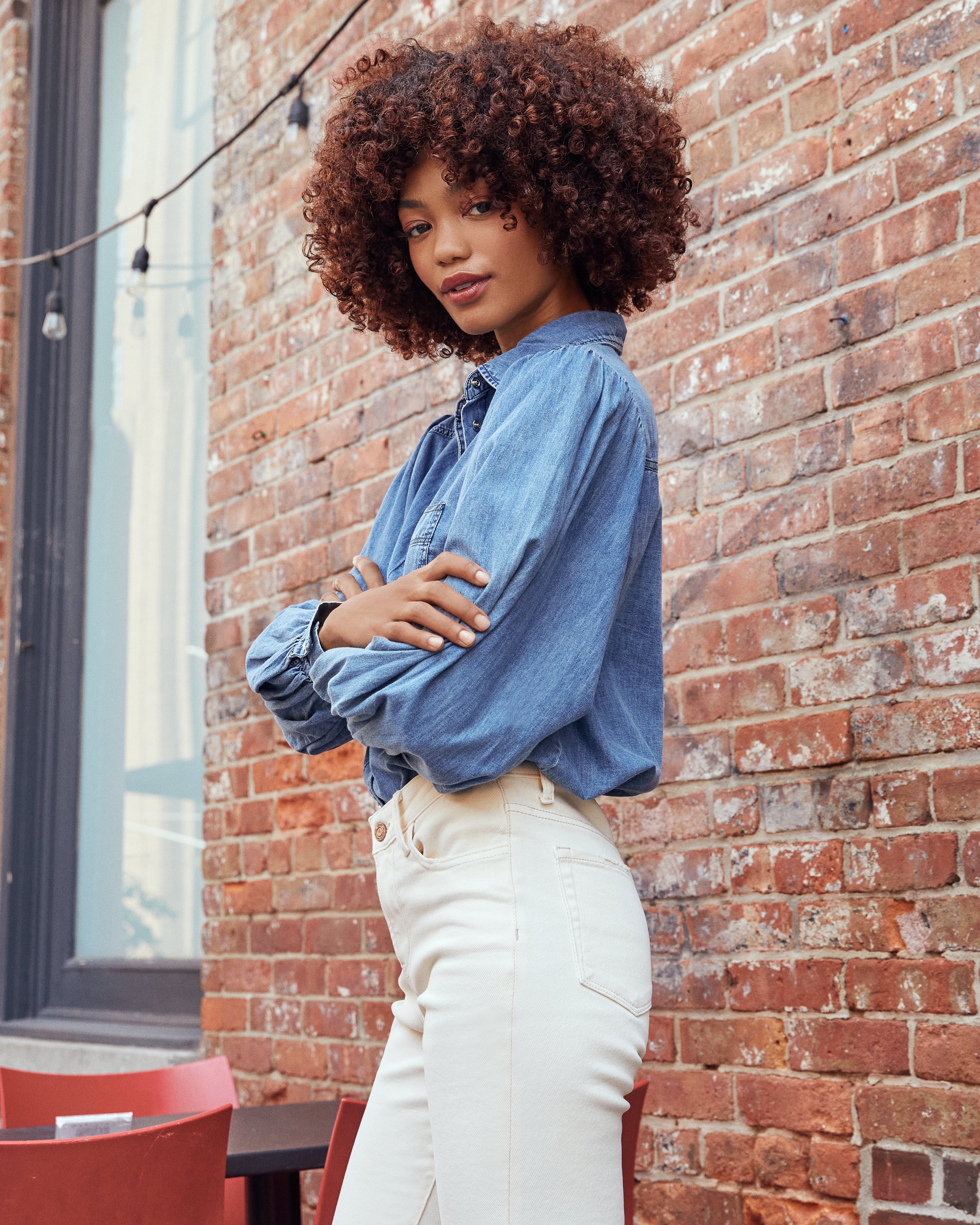 Murray Cotton Chambray Button Down Top