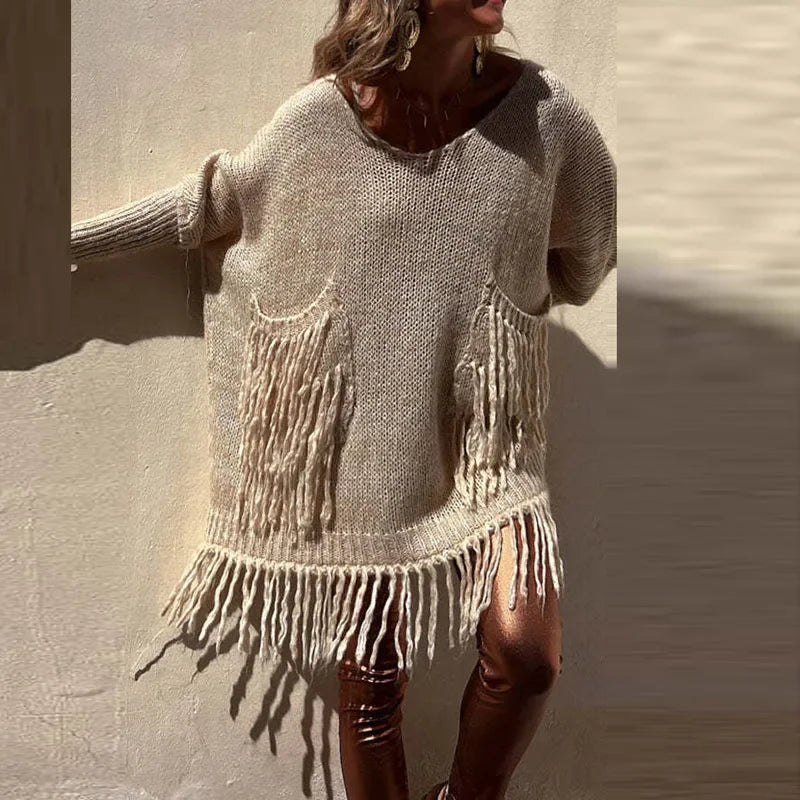 Vintage Casual Knitted Sweater Midi Dress InsStreet