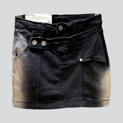 Vintage patchwork mini denim skort