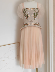 The Daffodil Short Sleeve Pleated Dress - Multiple Colors