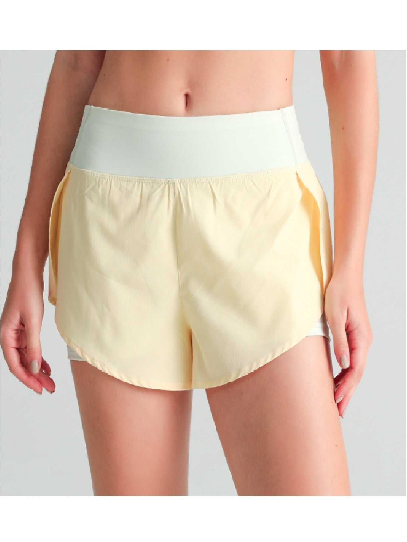 Wide Band Elastic Waist 2 in 1 Sport Shorts With Phone Pocket Sai Feel