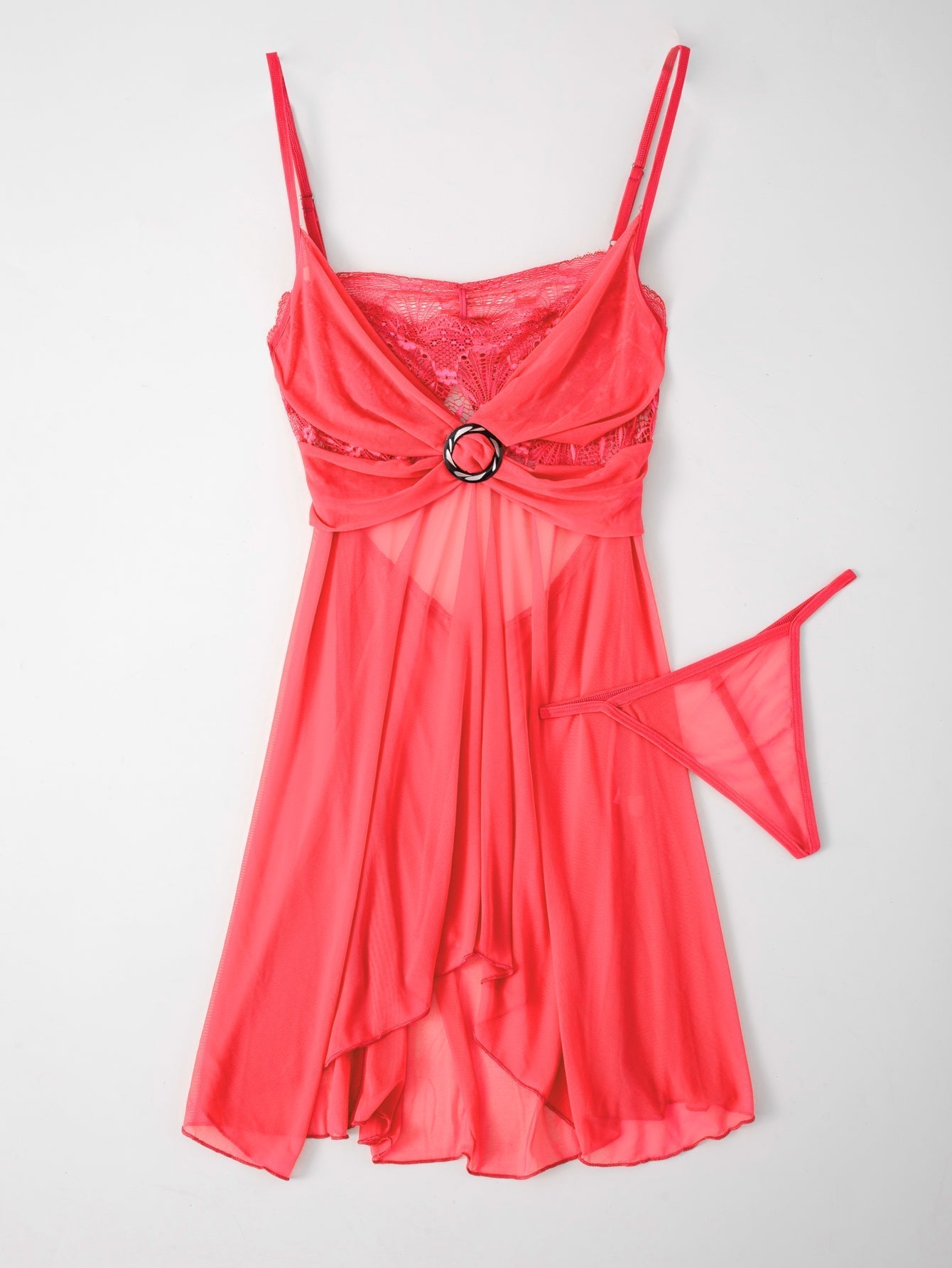 Woman's Sexy Charming Lingerie Sleep Dress Short Pajamas Lace Fabric Back Opening Suspender Skirt