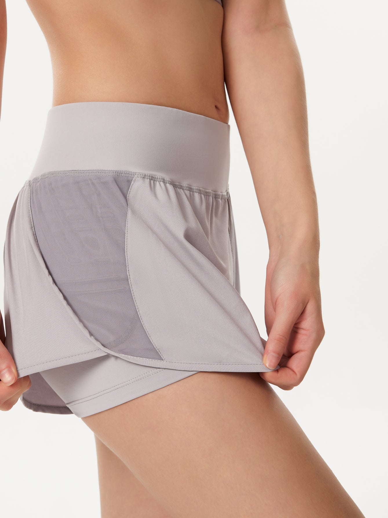 Women Elastic Waist Double Layer Casual Running Shorts with Side Pockets,Women Yoga Running Shorts 2 in 1 Workout Athletic Shorts,S-L Sai Feel