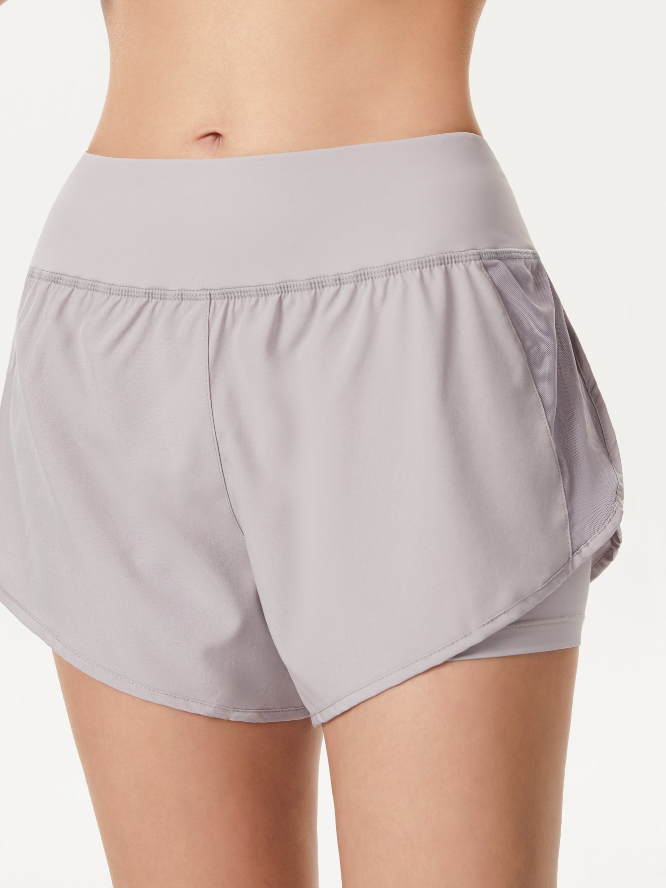 Women Elastic Waist Double Layer Casual Running Shorts with Side Pockets,Women Yoga Running Shorts 2 in 1 Workout Athletic Shorts,S-L Sai Feel