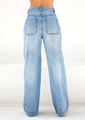 Light Blue Oversized Original Design Denim Wide Leg Pants