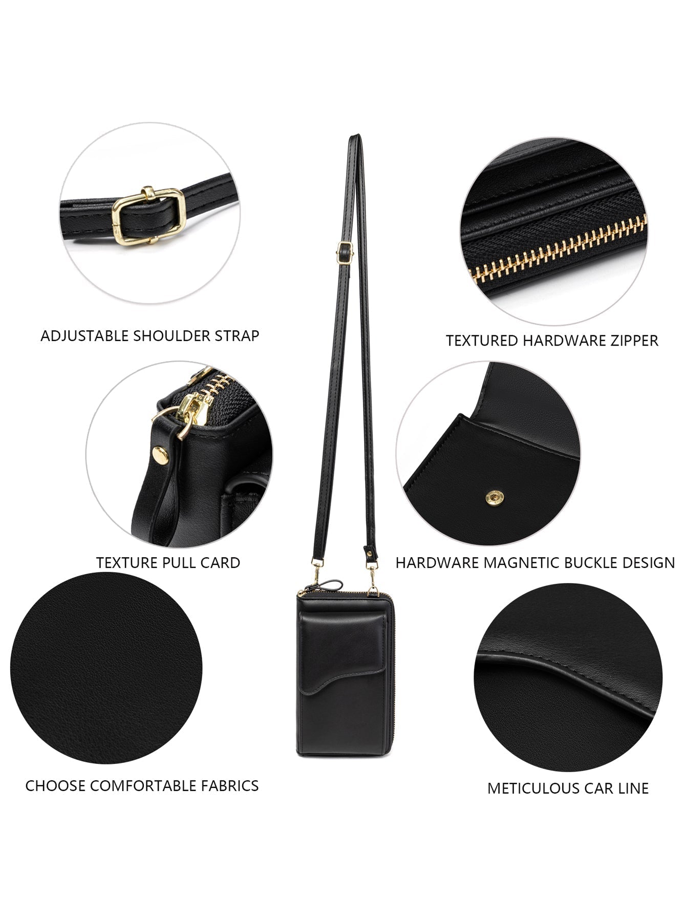 Women Small Leather Shoulder Bag, Crossbody Bag CellPhone Wallet Purse Lightweight Crossbody Handbags Sai Feel