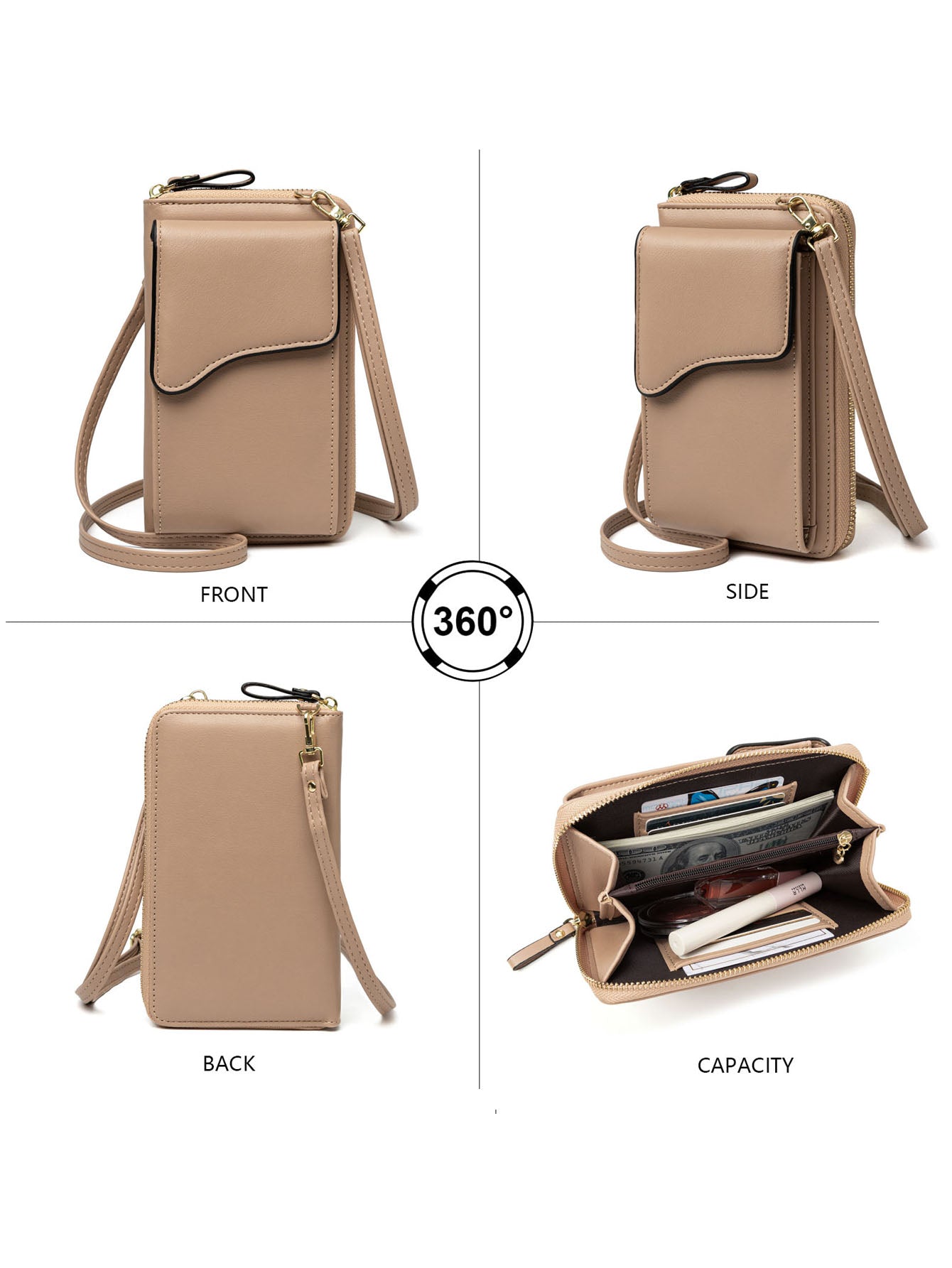 Kleine Umhängetasche aus Leder für Damen, Umhängetasche, Handy-Geldbörse, Geldbörse, leichte Umhängehandtaschen