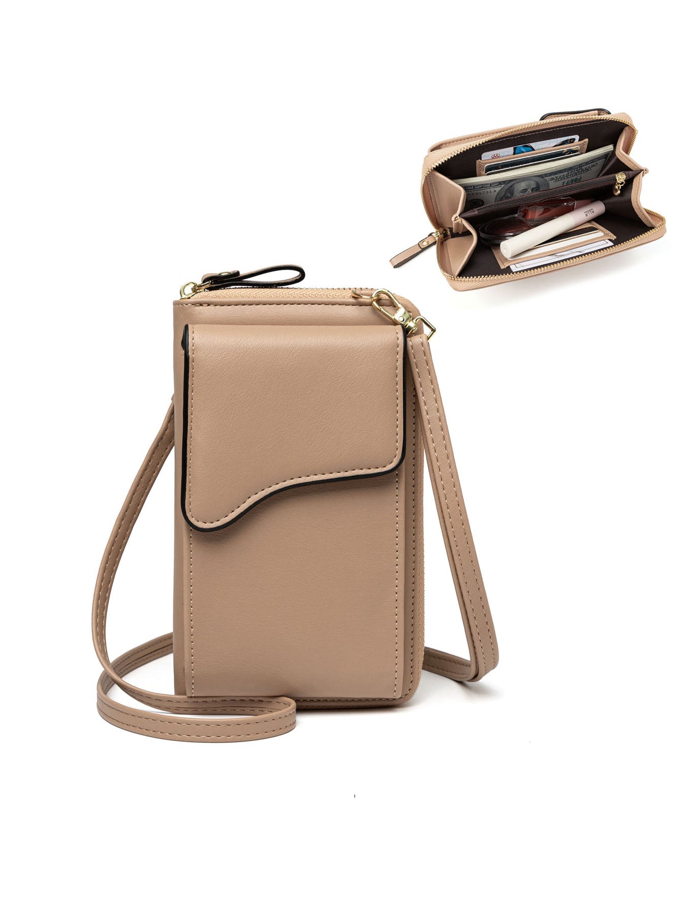 Kleine Umhängetasche aus Leder für Damen, Umhängetasche, Handy-Geldbörse, Geldbörse, leichte Umhängehandtaschen