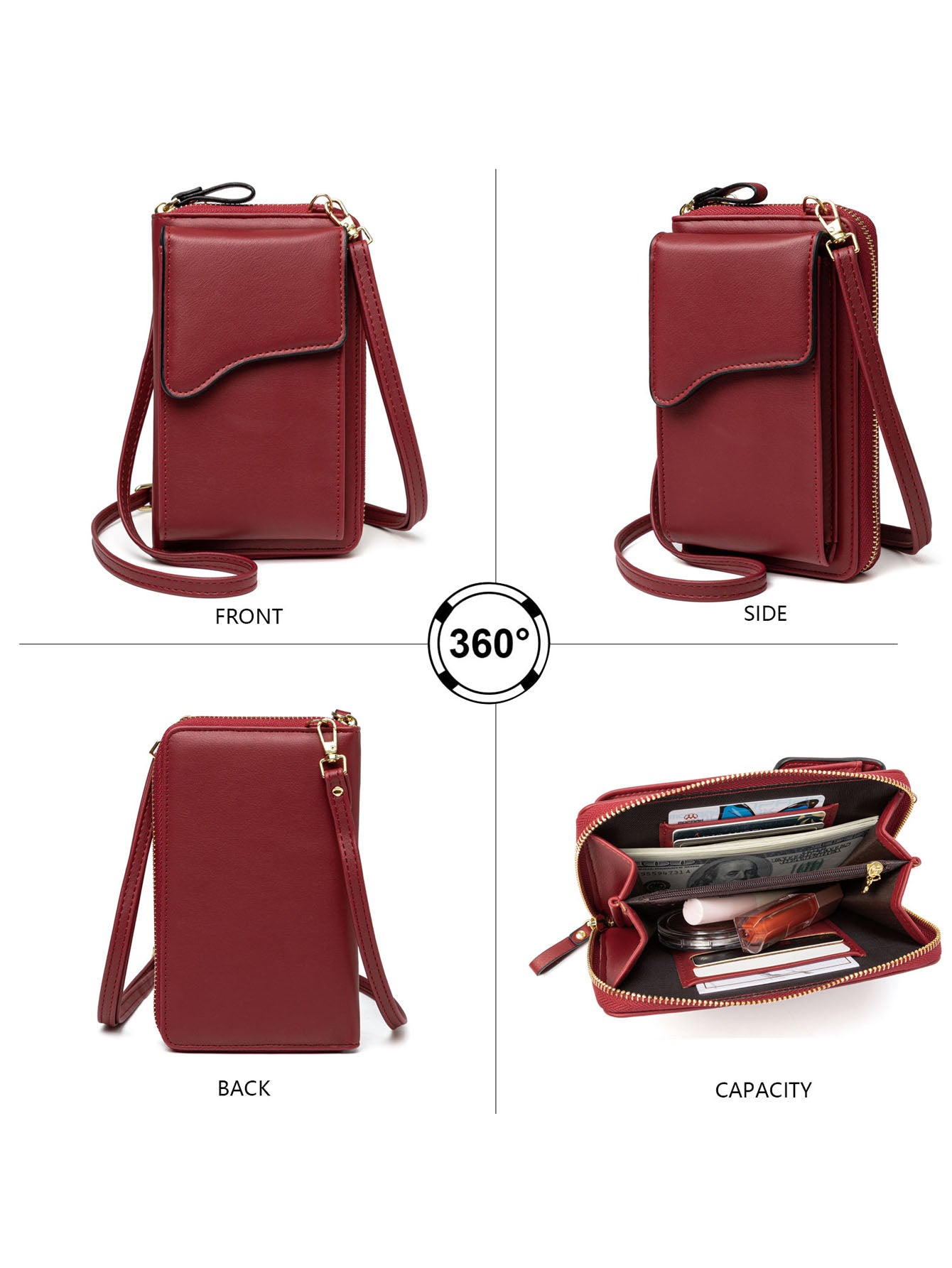 Kleine Umhängetasche aus Leder für Damen, Umhängetasche, Handy-Geldbörse, Geldbörse, leichte Umhängehandtaschen