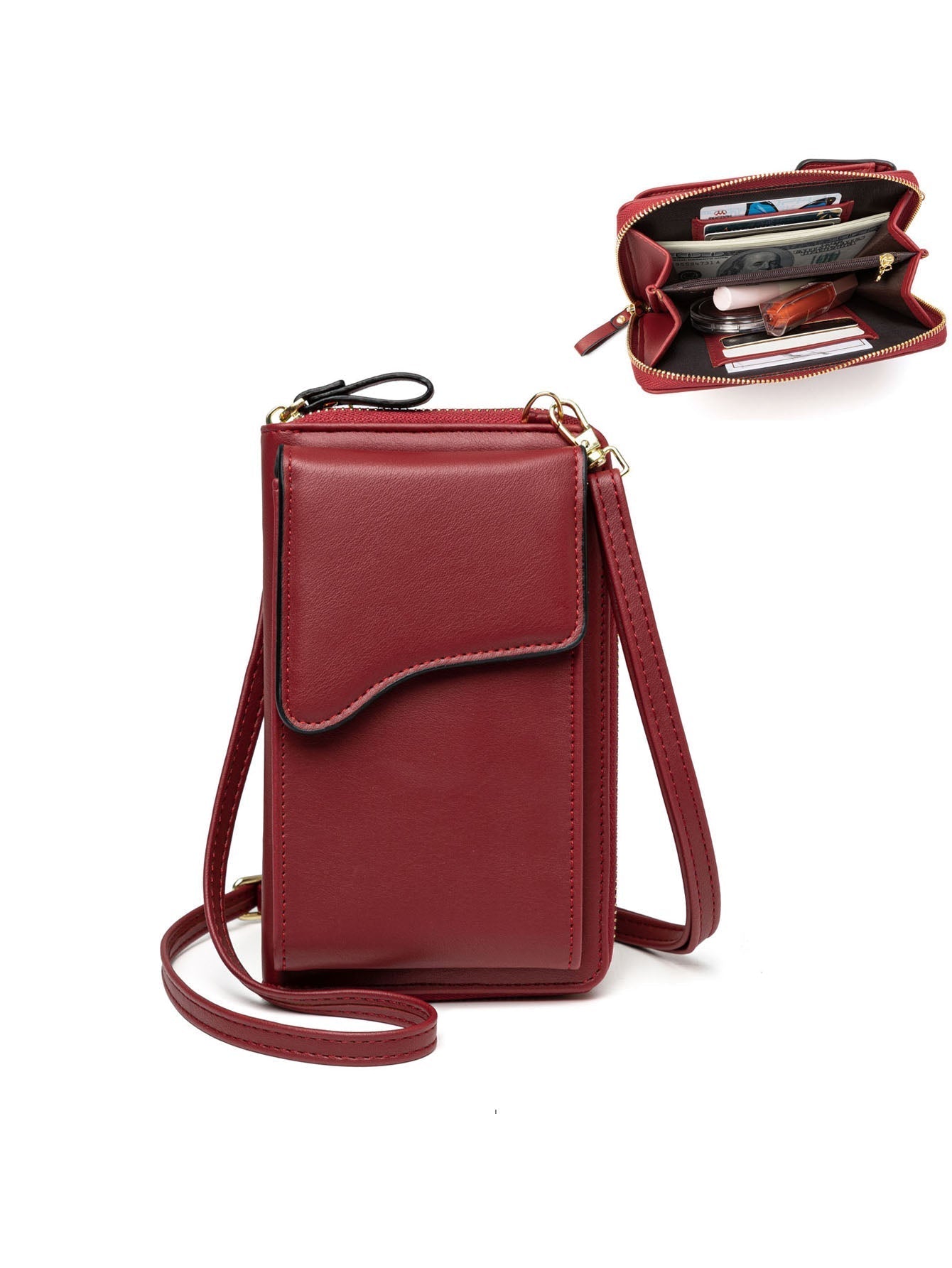 Kleine Umhängetasche aus Leder für Damen, Umhängetasche, Handy-Geldbörse, Geldbörse, leichte Umhängehandtaschen