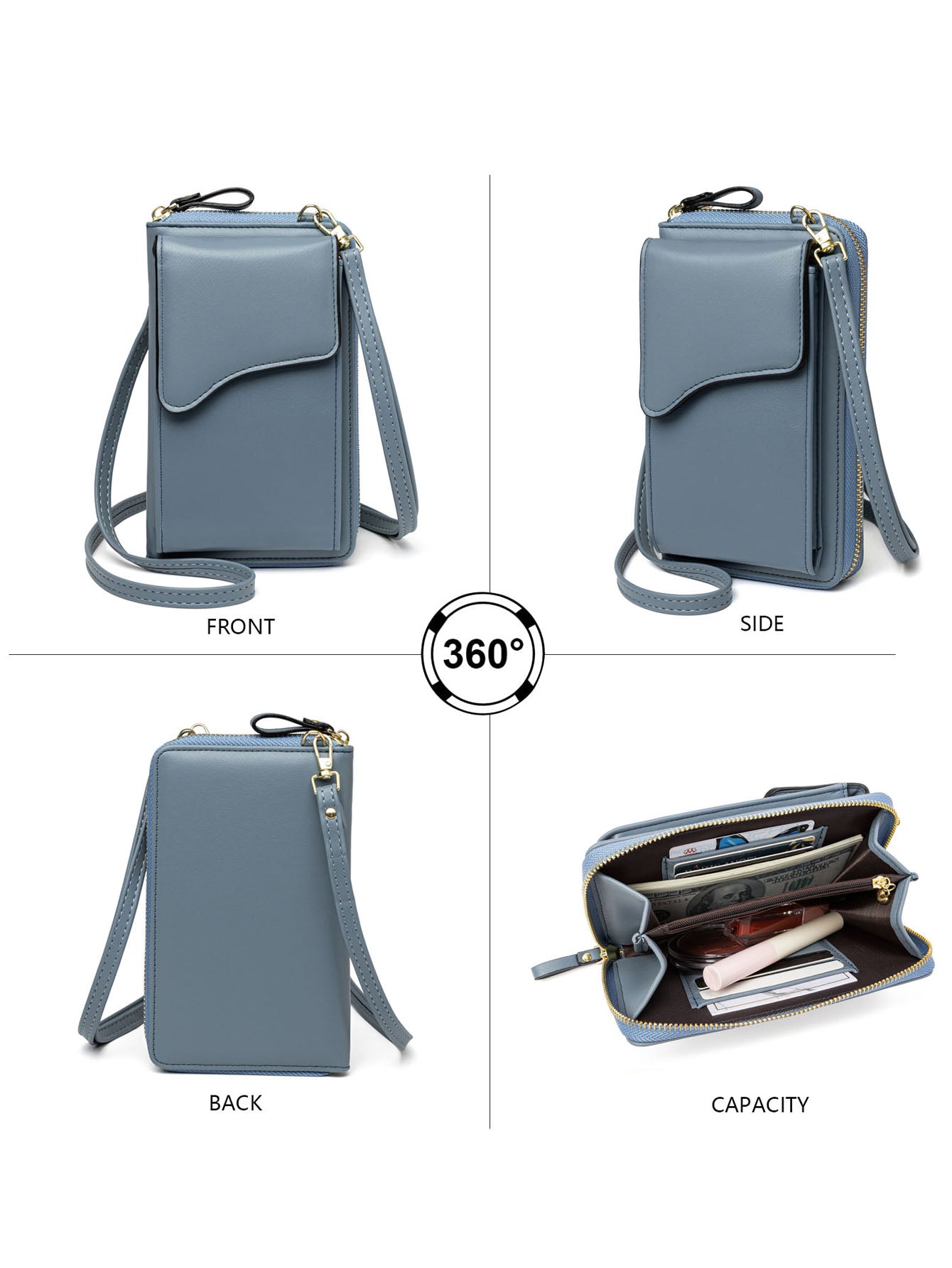 Kleine Umhängetasche aus Leder für Damen, Umhängetasche, Handy-Geldbörse, Geldbörse, leichte Umhängehandtaschen
