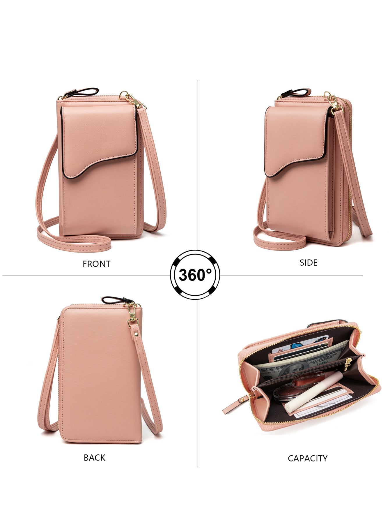 Kleine Umhängetasche aus Leder für Damen, Umhängetasche, Handy-Geldbörse, Geldbörse, leichte Umhängehandtaschen