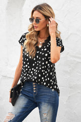 Women's Casual Deep V Neck Tops Floral Lace Pattern Tees Shirts Sai Feel