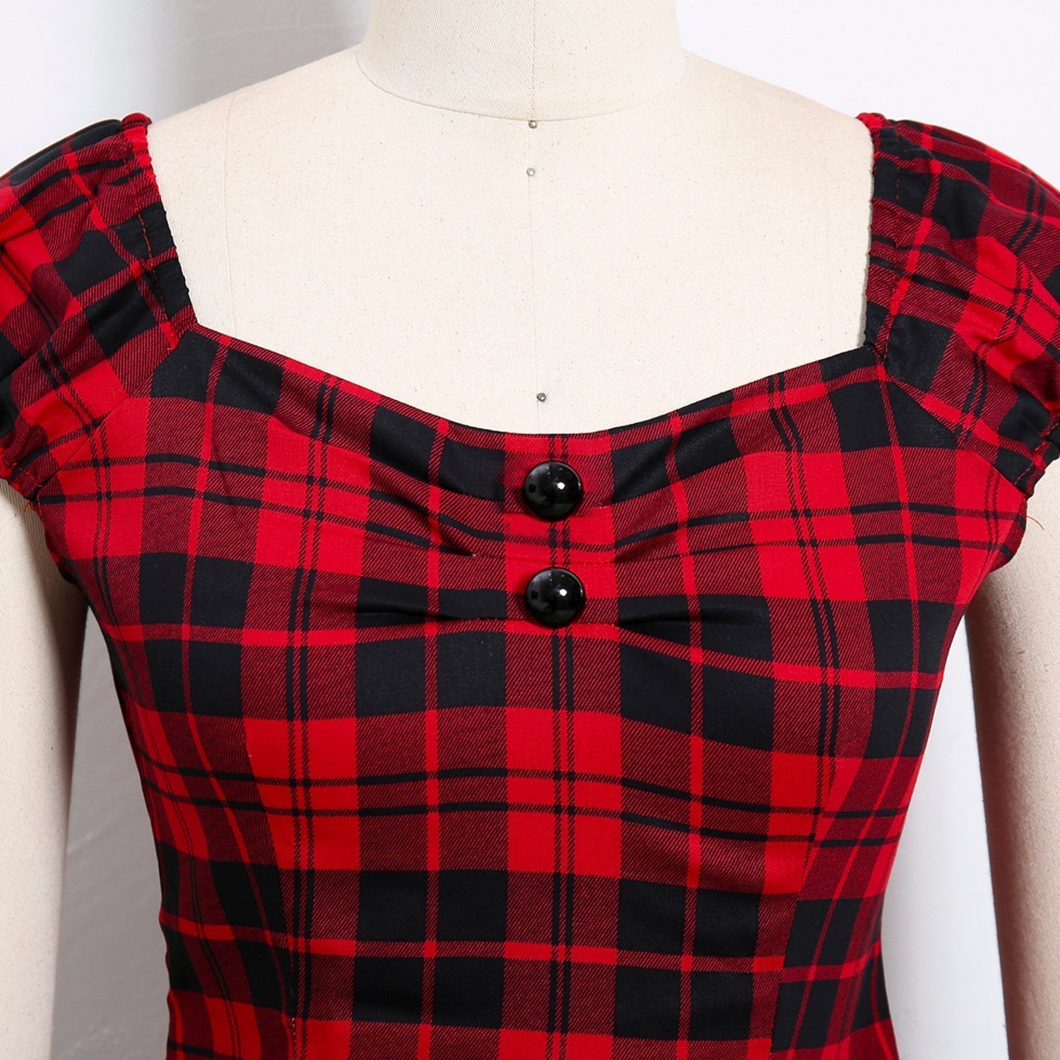 Women's Vintage 1950s Party Top Polka plaid Rockabilly 40s cap sleeve Cotton Shirts Tops(S-2XL) Sai Feel