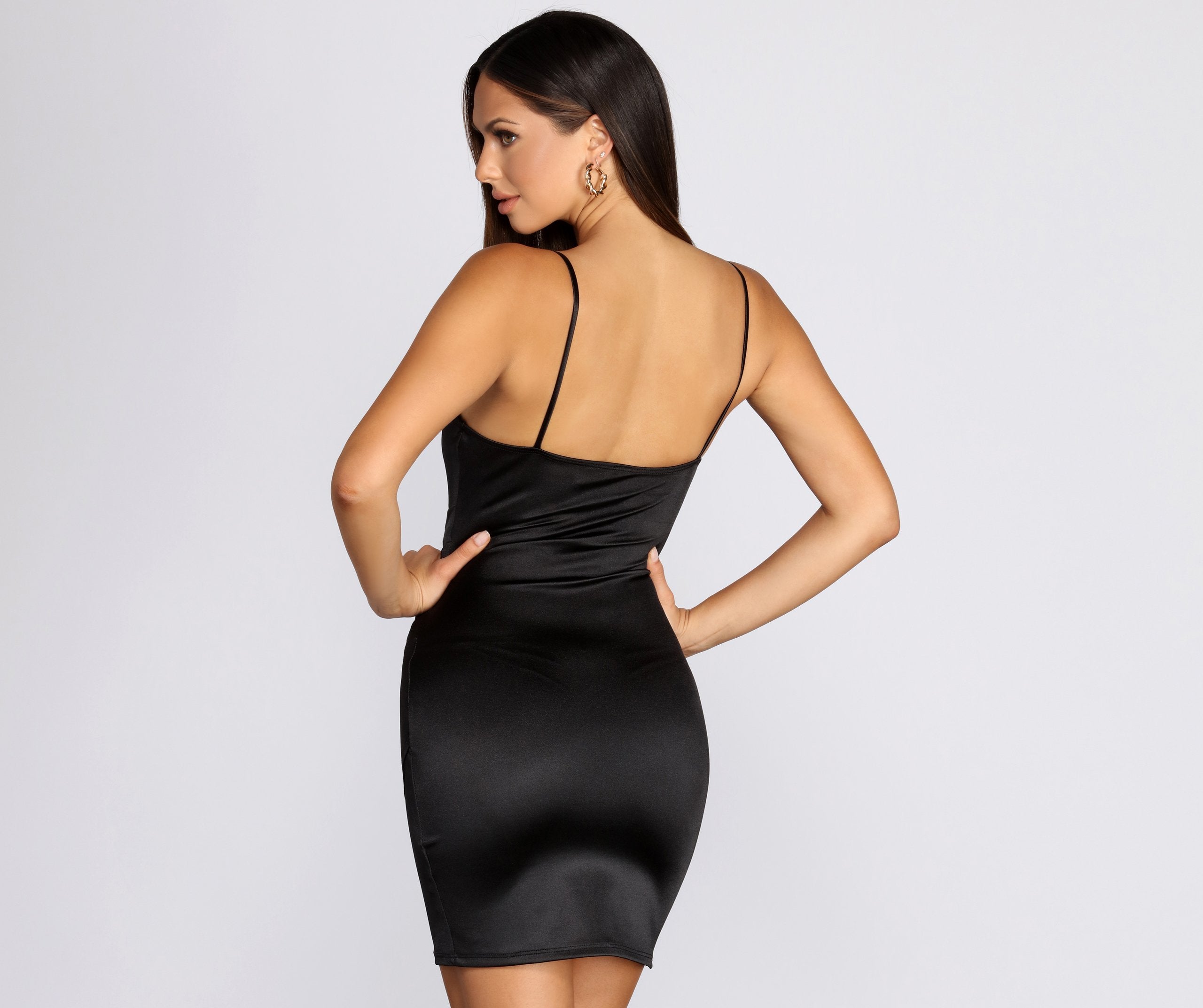 Wrapped In Stylish Satin Mini Dress Sai Feel