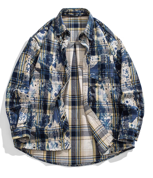 Starry Sky Distressed Plaid Shirts