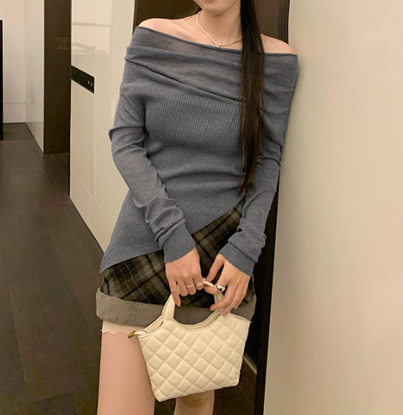 Flute Off The Shoulder Knit Top - Latte