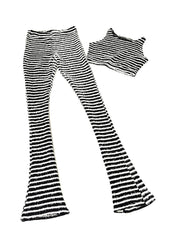Zweiteiliges ärmelloses Crop-Top und gestreifte Hose
