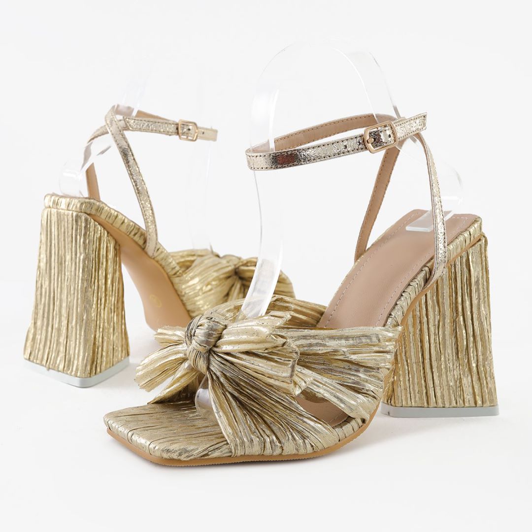 Bow Knot Chunky Heel Sandals
