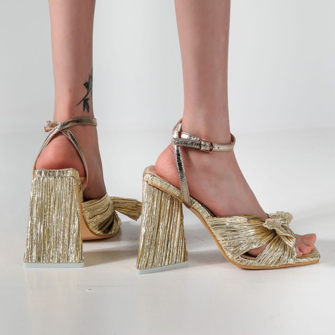 Bow Knot Chunky Heel Sandals