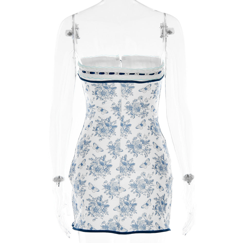Vintage Design Print Mini Dress