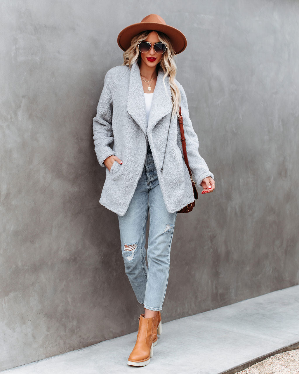 Alton Pocketed Teddy Jacket - Grey - FINAL SALE