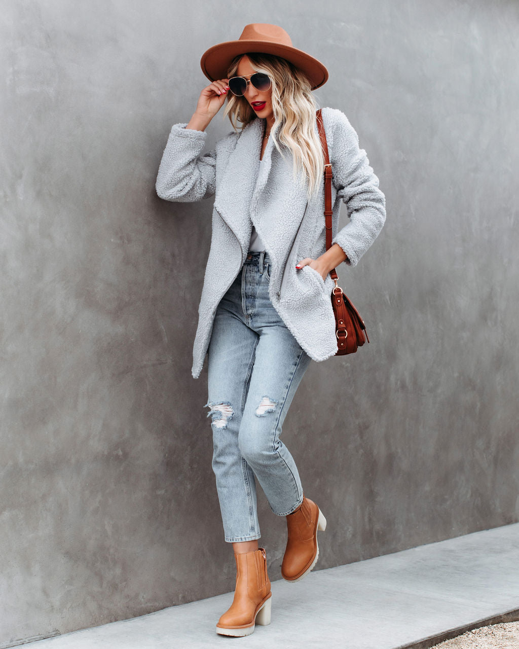 Alton Pocketed Teddy Jacket - Grey - FINAL SALE