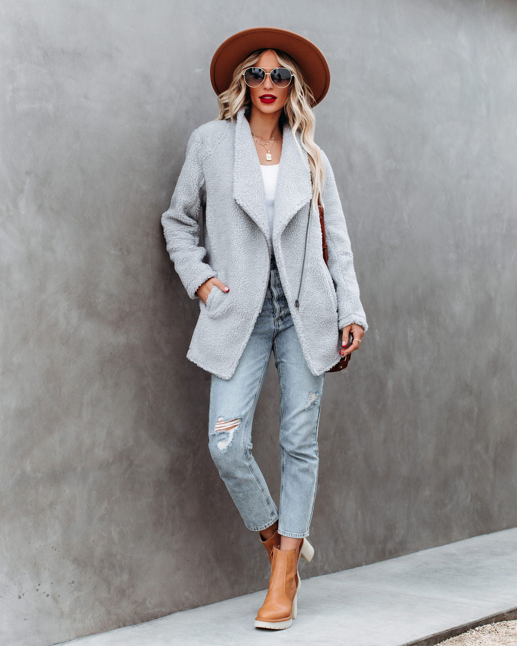 Alton Pocketed Teddy Jacket - Grey - FINAL SALE