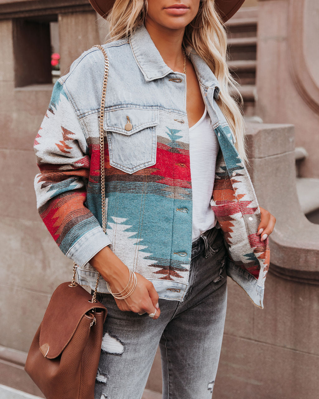 Ashbury Pocketed Woven Contrast Denim Jacket - FINAL SALE