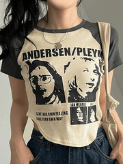 Crop-Top mit Vintage-Print