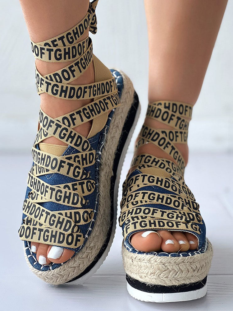 Letter Platform Sandals