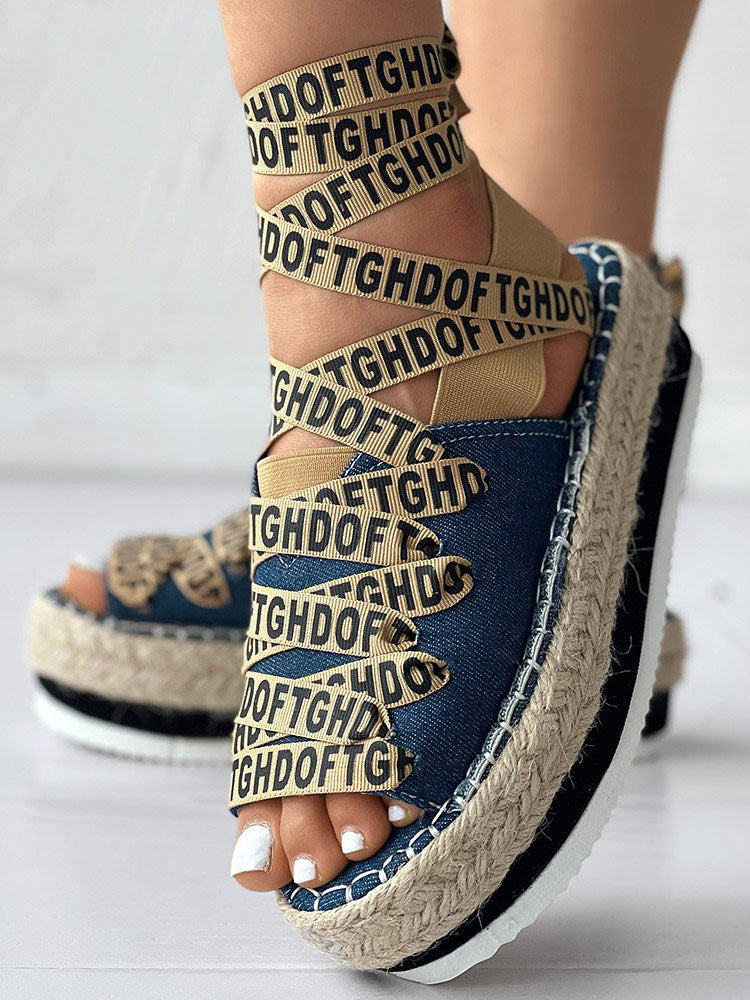 Letter Platform Sandals