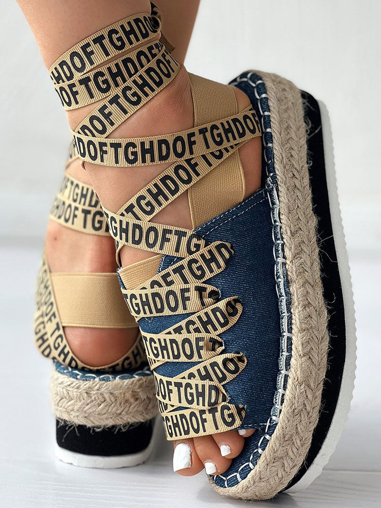Letter Platform Sandals