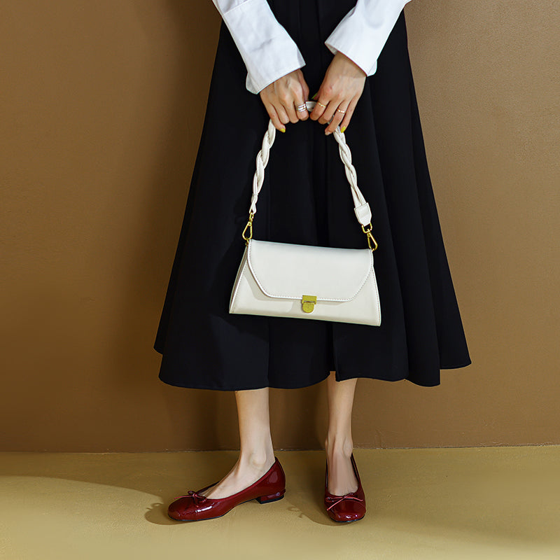 Fatma Burgundy Ballet Flats with Bow Newgew