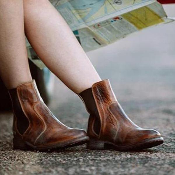 Women Vintage Ankle Slip-on Short Boots NewGew