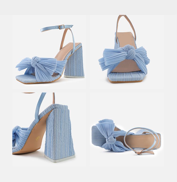 Bow Knot Chunky Heel Sandals