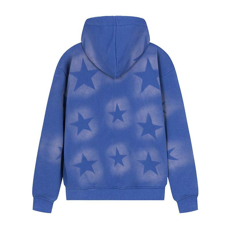 Übergroßer Kapuzenpullover mit Reißverschluss und Sternenmuster