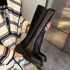 Klobige kniehohe Stiefel Reitstiefel
