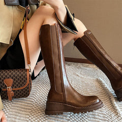 Klobige kniehohe Stiefel Reitstiefel