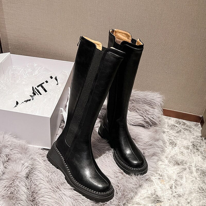 Klobige kniehohe Stiefel Reitstiefel